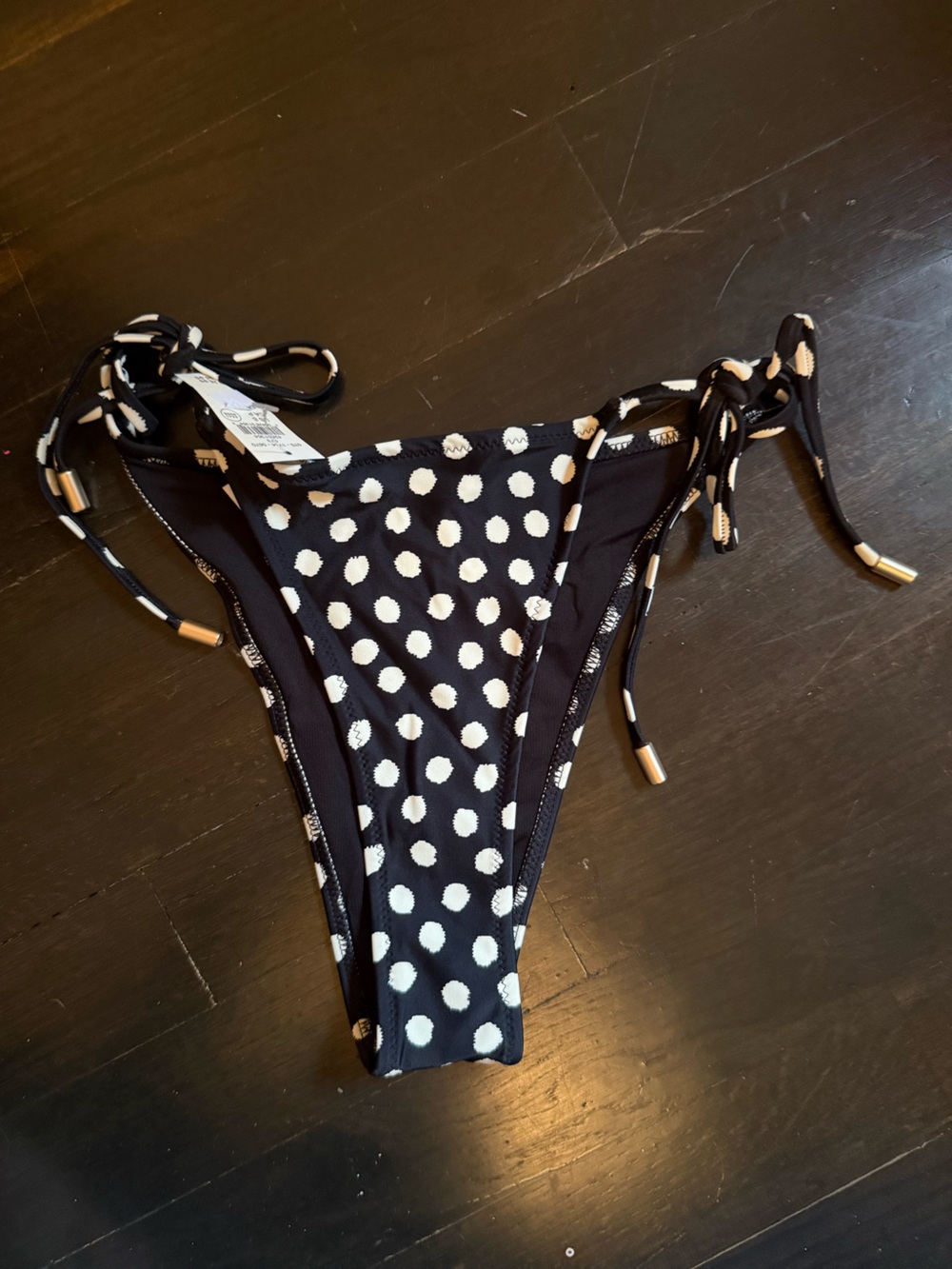 aerie Black & White Polka Dot Tie-Side Bikini Bottom